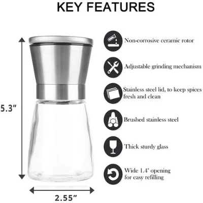 Repeatable Fill Best Spice Mill with Stainless Steel Cover Manual Salt or Pepper Mill