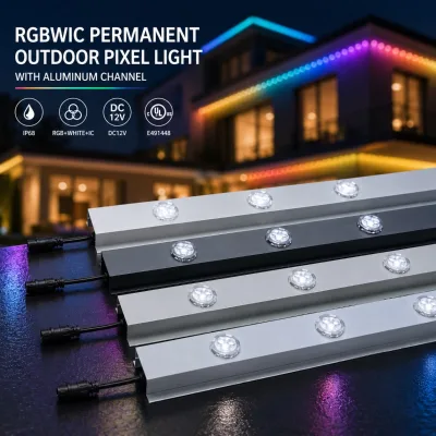 RGBW Smart Pixel Light 30mm DC24V Waterproof Outdoor Permanent Lighting For Soffit Eaves Roofline And Smart Home Decoration