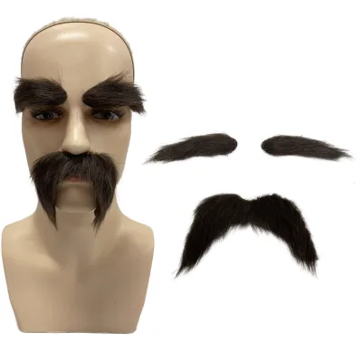 Halloween Party Simulation Beard Self Adhesive Mustache Costume Props Cosplay Character Pirate Beard Dark Beard Eyebrows Set