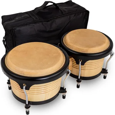 6''+7'' 7"+9" Wooden Bongos With Cowskin Drumhead Professional Musical Instruments for Adults & Kids Bongo Drum