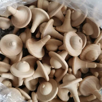 Dongguan Factory Custom 4.5cm Length Wood Spinning Top Toys