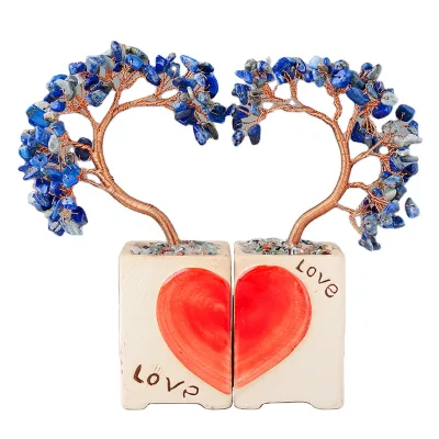 DIY Heart Colorful Crystal Stone Lapis Lazuli Tree Natural Crystal Stone Tree Ornaments