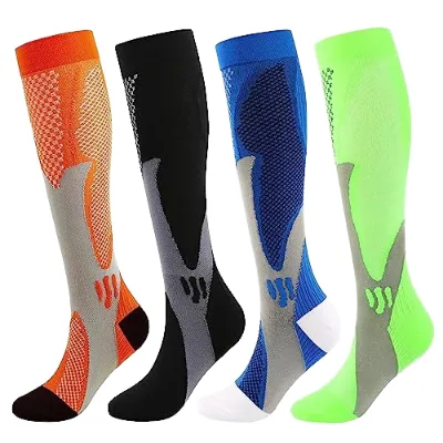 High Quality Anti- Fatigue Knee High Custom logo Sports Compression Elastic Socks