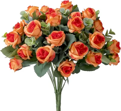 Modern Home Decoration Items Decorative Items for Parties and Weddings 11 Pcs Head Artificial Baby Rose Bouquet