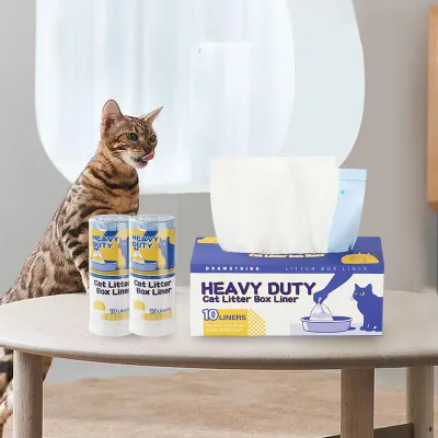 Thickened Large Capacity Drawstring Disposable HDPE Cat Litter Box Trash Bags Litter Box Inner