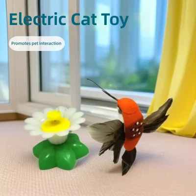 Electric Rotating Butterfly Bird Cat Chew Toy Plastic Hummingbird Butterfly Wind-Up Flower Interactive Christmas Birthday