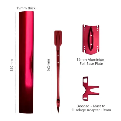 High Quality 6063 Red Aluminum Mast and 625mm Fuselage 19mm Light Standard Hydrofoil Surfing Mast Base and Doodad Adapter Foil