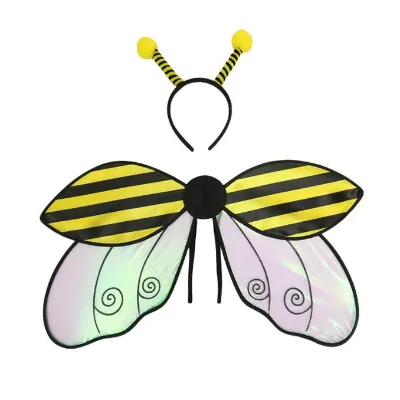 Hot Sale Halloween Back to School Christmas Holiday Party Masquerade Ball Costume 2pcs/set Ladybug Bee Wings Hairband Polyester