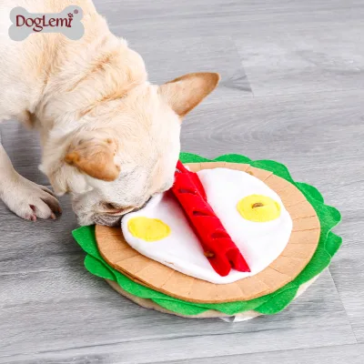 Dog Mat Eco-Friendly Luxury Dog Puzzle Toy Fleece Snuffle Mat for Training Taco Shape Pet Toy Dog Mat