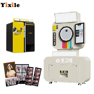 Yixile Multiple Payment Methods Coin/Banknote/Credit Card 2X6 Photo Booth Scrapbook Selfie Mirror Photo Booth Studio