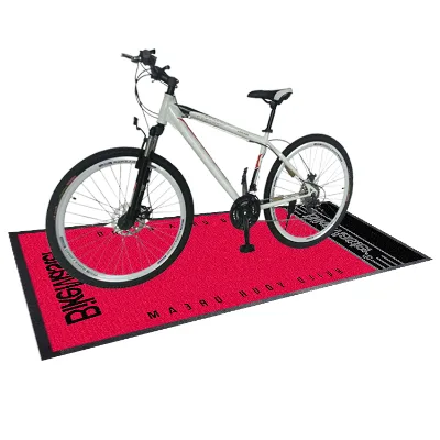 Customized Nylon Printed Nitrile Rubber Backing Bike logo Floor Mat for Motorcycle Bike or Car