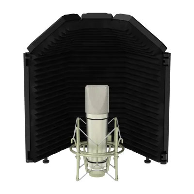 Foldable 3 Panel Microphone Isolation Shield Portable Studio Microphone Sound Isolation Shield Black Paper Box Recording Burner