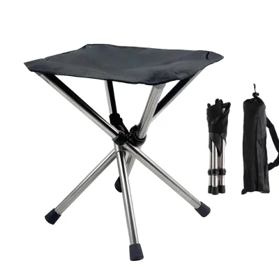 Outdoor Portable Telescopic Stainless Steel Bench & Chair Folding for Camping Beach Fishing