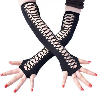 Fishnet Fingerless Long Gloves Leg Arm Cuff Party Wear Fancy Dress for Womens Sexy Girls Punk Goth Dance Mesh Gloves
