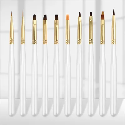 High Quality Profession Private Custom Multi-function Manicure Pen White Handle Nail Brush for Nail Art