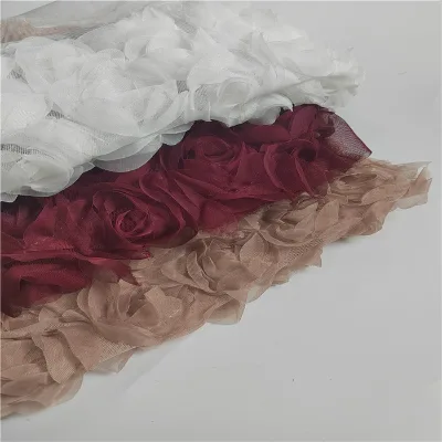 Hot Selling European Fashion White Cord Heavily Embroidery Lace Fabric for Woman