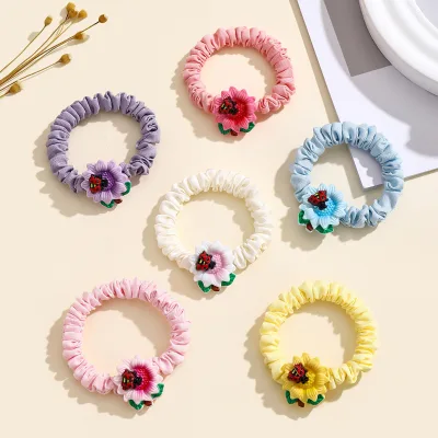 Women Hot Sale Elastic Thin Sunflower Hair Scrunchies for Ponytail Holder Decoration