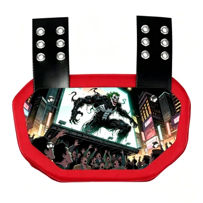 Adult Football Back Plate with Red Pad Metallic Football Backplates Back Flaps for Shoulder Pads