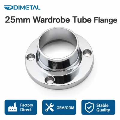 25mm Wardrobe Tube Flange Chrome Plated Closet Rod Holder Bracket For Clothes Hanging Rail Hardware