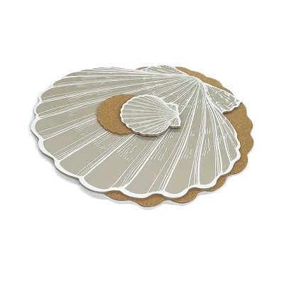 New Design Eco-Friendly Table Tischsets Decoration Kitchen Accessories Mdf Cork Shells Coaster and Wedding Placemat