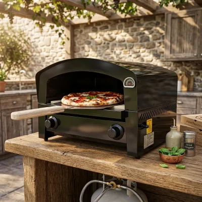 Professional 16 Inch Gas Pizza Oven Freestanding Outdoor with Pizza Stone Fast High Heat Baking