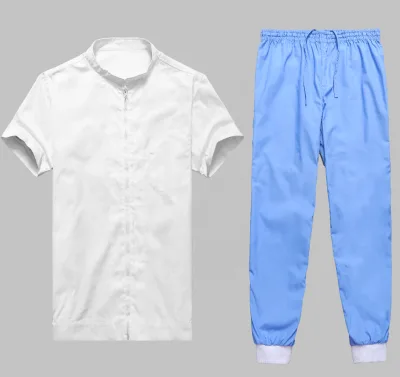 OEM 65%poly/35%cotton Light Weight Elastic Waistband Design Restaurant Kitchen Fashion Blue Jogger Mens Chef Pants