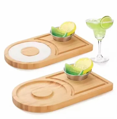 Modern Eco-Friendly Bamboo Breakfast Coffee Tray Classic Polished Design Sustainable Bamboo Plate Dish for Camping Wholesale