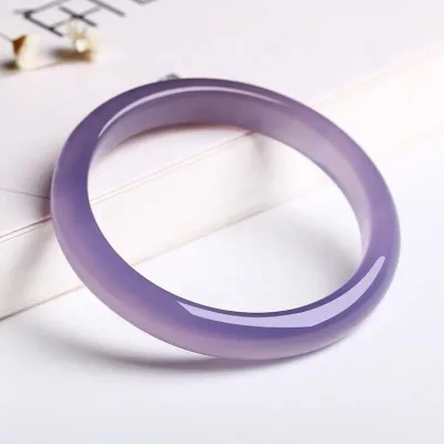 Quality Superior Chinese Natural Violet Agate Jade Hand Polished Bracelet Jade Bracelet Violet Jade Bracelet Ice Seed