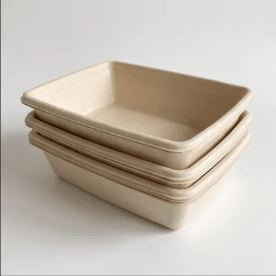 Factory Direct CPET Film-Coated Bagasse Pulp Tray Dual-Ovenable Sugarcane Fiber Container with Sealable CPET Film