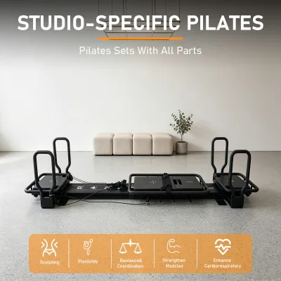 Portable Fitness Mini Black Alloy Steel M Solid Reformer Pilates Machine Home Use Studio