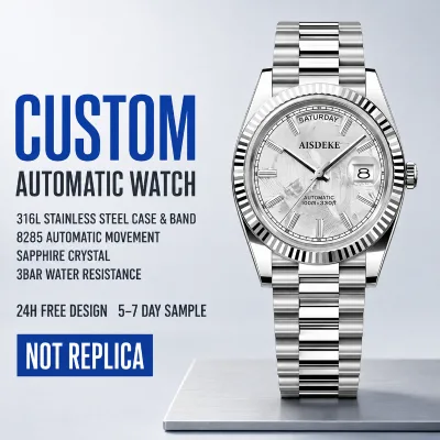 OEM Bulk Customizable Japan NH36 Miyota 8285 Movement Mechanical Watch Stainless Steel Week&date Fashionable Automatic Watch