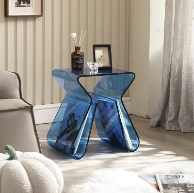 Italian Luxury Living Room Transparent Side Table Minimalist Coffee and Bedside Table for Small Apartments Home Nightstands