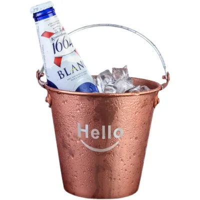 Stainless Steel Ice Bucket With Handle Copper Black Red Finish Beer Champagne Cooler For Bar Party Home