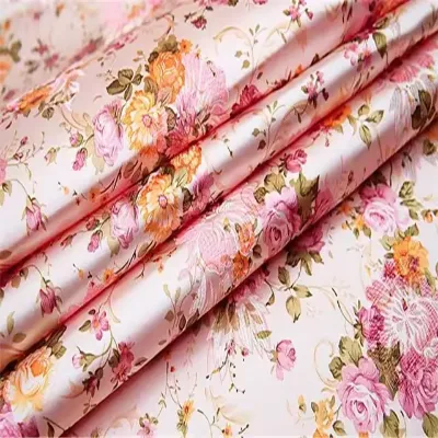 Pink and Blue Flowers Design Elegant Style Nice Quality Brocade Fabric for Home Textile