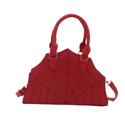 Personalized Large Capacity Western Style Halloween Spider Web Pattern PU Shoulder Crossbody Hand Bag
