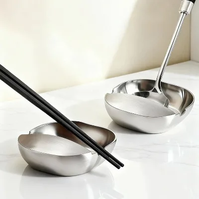 Thickened Stainless Steel Spoon Rest Utensil Holder with Ladle Notches Spatula Stand for Stove Top