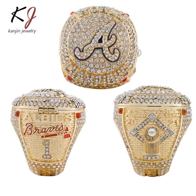Atlanta Braves Championship Rings for Men World Flip-Top Sports Ring Gold Color Open 3D Wholesale/Customized