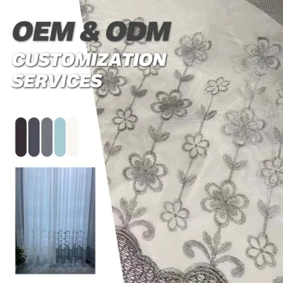 Hot Sale Customizable Embroidery Guangzhou Textile Sheer Material Rolls Curtain Fabric Manufacturers for the Living Room