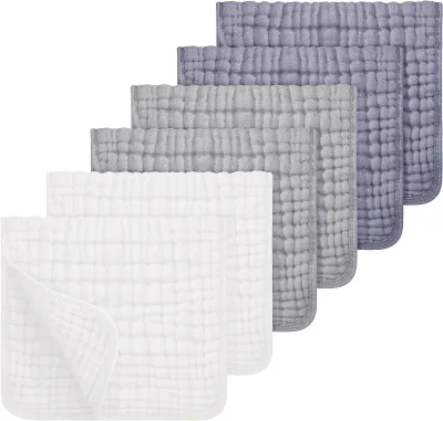 100% Nature Cotton Muslin Burp Cloths 20* 10 Inch Extra Soft and Absorbent Baby Burping Cloth