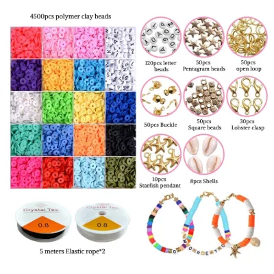 New 6mm Polymer Clay Heishi Beads 24 Case Suit Color Circular Piece Bohemian Style Jewelry Bracelet DIY Beads Accessories Kits