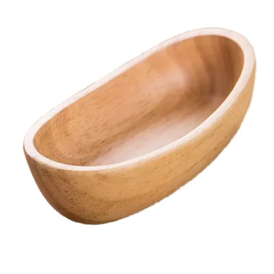 Lucky Boat Modern Design Serving Tray Solid Beech Wood in Boat Shape for Desserts Fruit Snack Seafood or Home Ornament