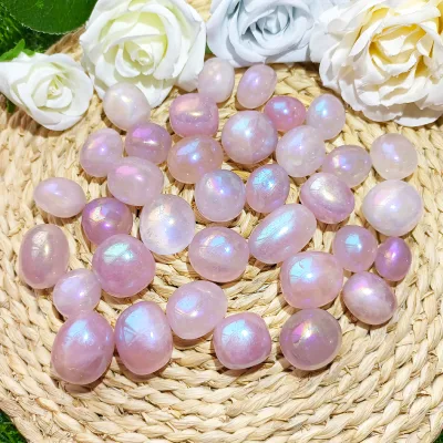 Aura Rose Quartz Tumbled Stones Reiki Healing Crystal Rose Quartz Meditation Stone for Home Decor