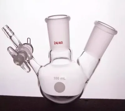 Glass Section Door Two-mouth Reaction Flask, High Borosilicate Glass Instrument, Chemical Experiment Supplies