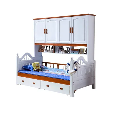 Customized Children's Bed Solid Wood Wardrobe Integrated Bed Multi-function Storage Bookcase Bed Bedroom Furniture