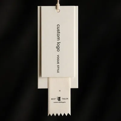 Custom Garment Debossed Paper Tag Thick 50x85mm Cotton String Custom Logo for Luxury Brand OEM Factory Wholesale Custom Logo