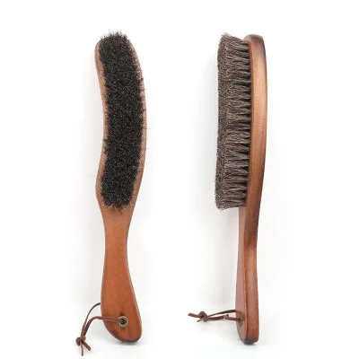 Wood Handle Horse Hair Brush with Soft Long Handle Frosted Suede for Shoe & Bed Polishing