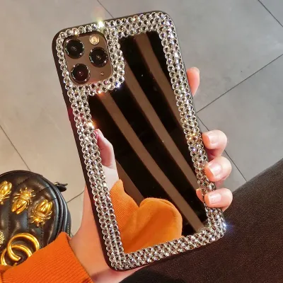 2023 High Quality Luxury Diamond Makeup Mirror Phone Case for Iphone 13 14 15 Pro Max Mobile Phone Case