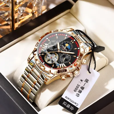 For 1410 Diver Casual Mechanical Automatic Movement Men's Watch 43mm Stainless Steel Band Tourbillon Moon Phase 3BAR Water