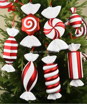 Wholesale 2025 New Stock 32cm PVC Christmas Candy Cane High Quality Colorful Candy Christmas Ornaments