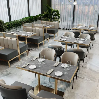 2025 Restaurant Cafe Hot Pot Restaurant Against the Wall Booth Sofa Bench Music Restaurant bar Light Luxury Tables and Chairs
